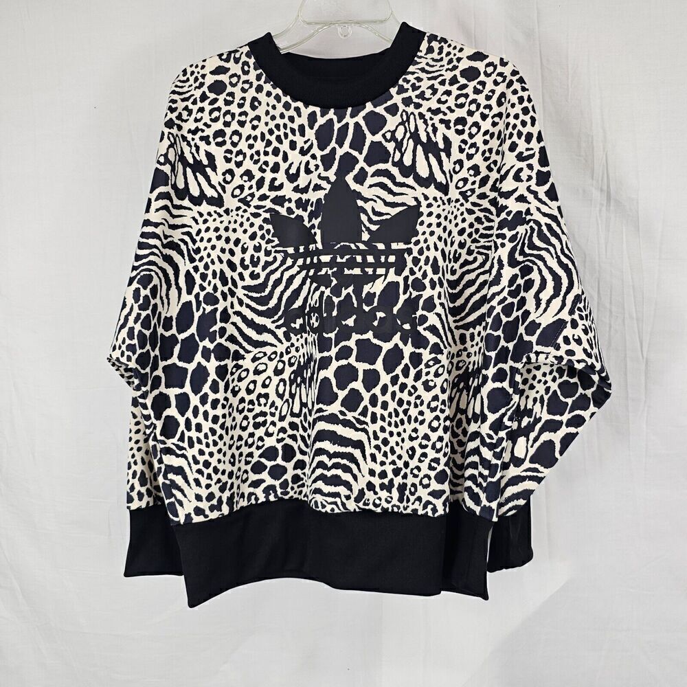 Adidas Originals Leopard Print Sweatshirt Crewneck Women's Size Small Oversized